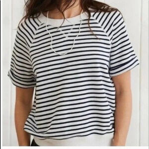 Aerie striped shirt size Small blue & white short sleeve crewneck